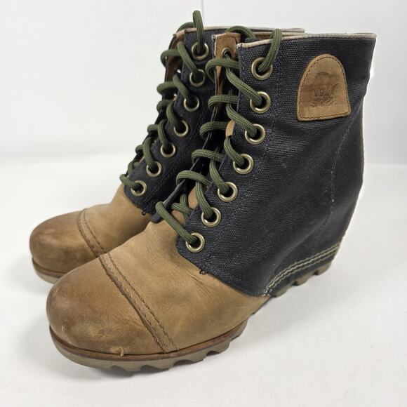 Sorel Boots Womens Size 8 PDX Wedge Ankle Bootie Hidden Heel Gray Brown NL2174 - Picture 5 of 9